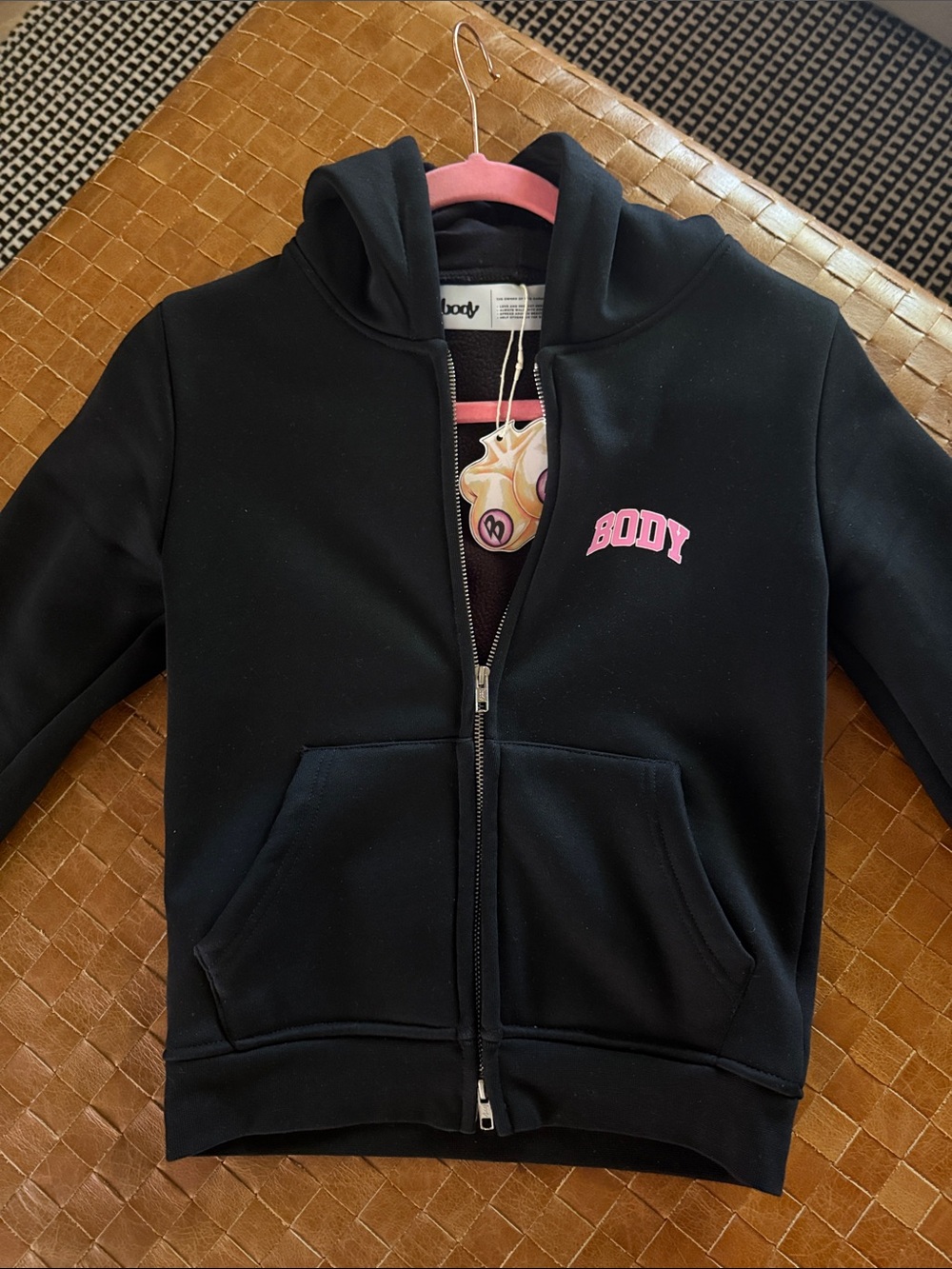 BODY by Raven BACKSHOT 2.0 Black Zip Hoodie with Pink Logo